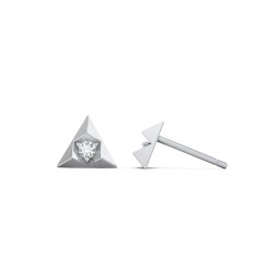 Pyramid Stud Earrings with Gemstones in 925 Sterling Silver with Cubic Zirconia