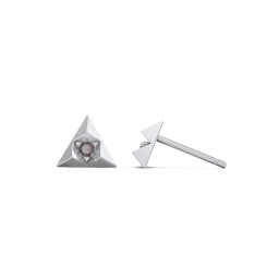 Pyramid Stud Earrings with Gemstones in 925 Sterling Silver with Smokey Quartz