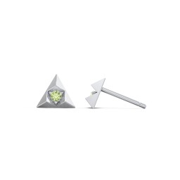 Pyramid Stud Earrings with Gemstones in 925 Sterling Silver with Peridot