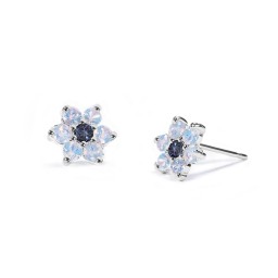 Flower Stud Earrings with Gemstones