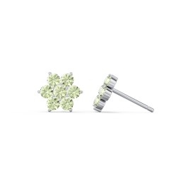 Flower Stud Earrings with Gemstones in 925 Sterling Silver with Peridot