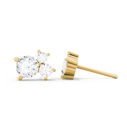 3-Stone Cluster Stud Earrings