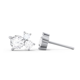 3-Stone Cluster Stud Earrings