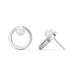 Open Circle Studs with Freshwater Pearls in 925 Sterling Silver with Freshwater Pearl