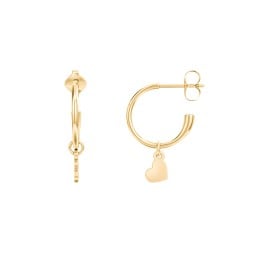 Small Open Hoop Earrings with Removable Heart Charm