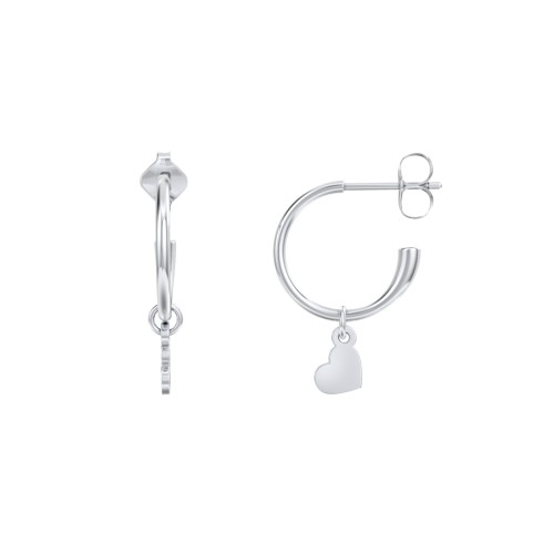 Small Open Hoop Earrings with Removable Heart Charm