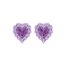 Halo Heart Stud Earrings in 925 Sterling Silver