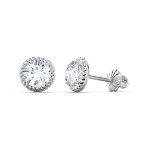 Twisted Rope Diamond Stud Earrings - 0.5 ct. tw. – 14K White Gold with Lab Diamond