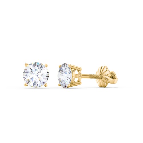 4 Prong Classic Diamond Stud Earrings - 1.0 ct. tw. – 14K Yellow Gold with Lab Diamond
