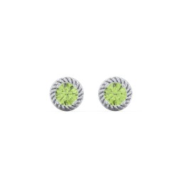 Twisted Rope Birthstone Stud Earrings in 925 Sterling Silver with Peridot