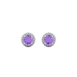 Twisted Rope Birthstone Stud Earrings in 925 Sterling Silver with Amethyst