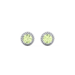 Twisted Rope Birthstone Stud Earrings in 925 Sterling Silver with Peridot