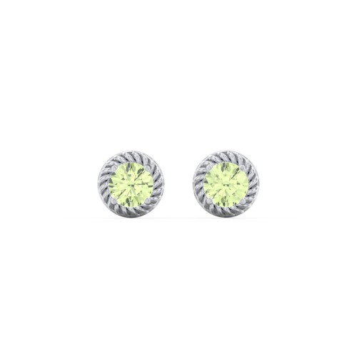 Twisted Rope Birthstone Stud Earrings – Sterling Silver with Peridot