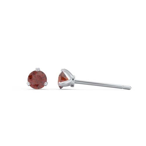 Birthstone Martini Stud Earrings – Sterling Silver with Garnet