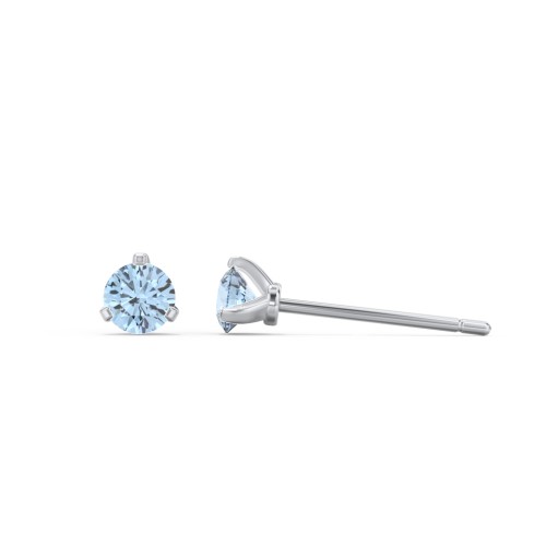 Birthstone Martini Stud Earrings – Sterling Silver with Blue Topaz