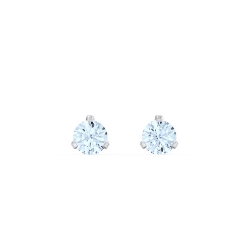 Birthstone Martini Stud Earrings – Sterling Silver with Aquamarine