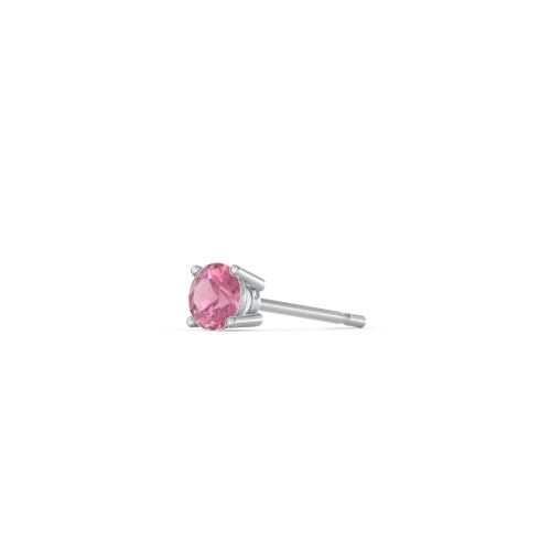 Classic Birthstone Single Stud – Sterling Silver with Pink Tourmaline