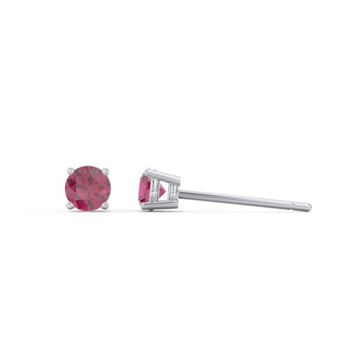 Classic Birthstone Stud Earrings – Sterling Silver with Ruby