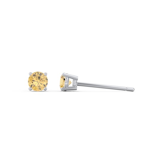 Classic Birthstone Stud Earrings – 10K White Gold with Citrine