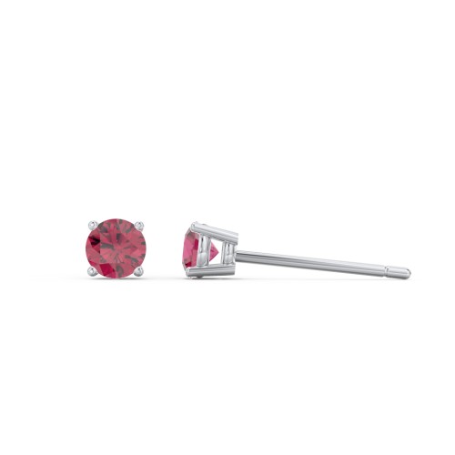 Classic Birthstone Stud Earrings – Sterling Silver with Ruby