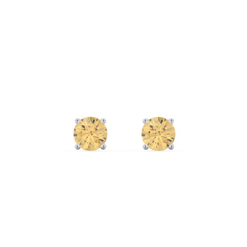 Classic Birthstone Stud Earrings – 10K White Gold with Citrine