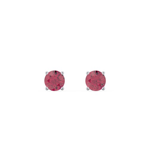 Classic Birthstone Stud Earrings – Sterling Silver with Ruby