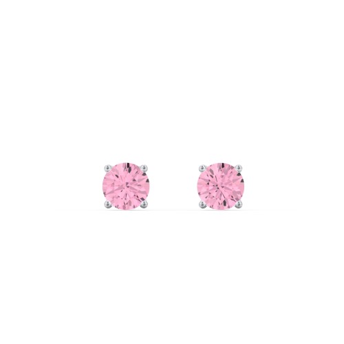 Classic Birthstone Stud Earrings – Sterling Silver with Pink Tourmaline