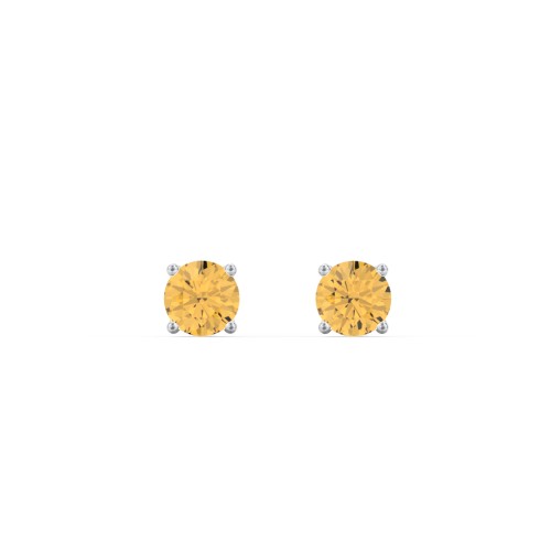 Classic Birthstone Stud Earrings – Sterling Silver with Citrine