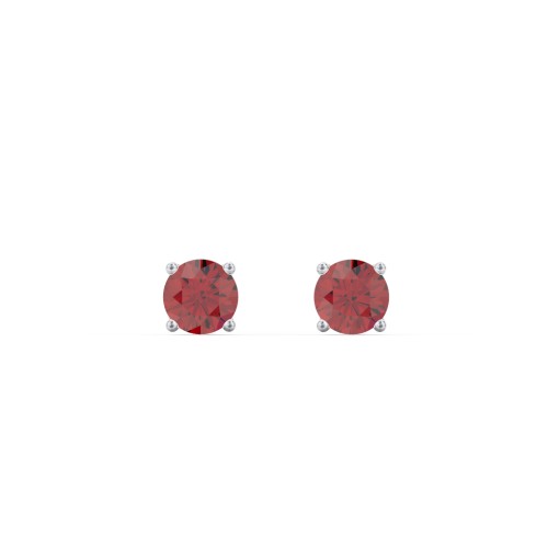 Classic Birthstone Stud Earrings – Sterling Silver with Garnet