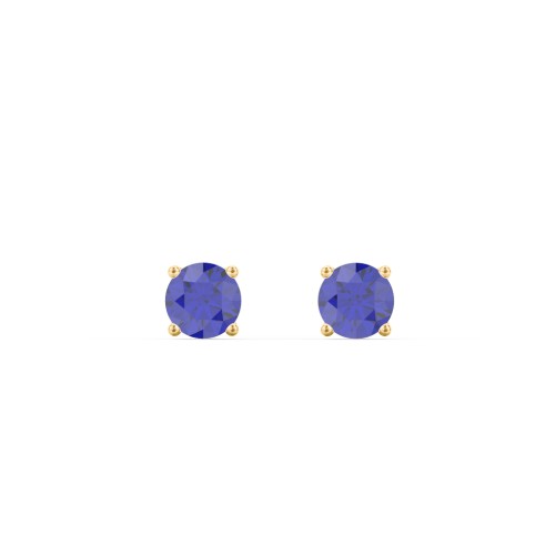 Classic Birthstone Stud Earrings – 10K Yellow Gold with Blue Sapphire