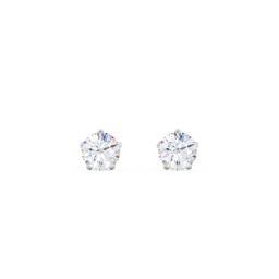 5 Prong Birthstone Stud Earrings in 925 Sterling Silver with Diamond