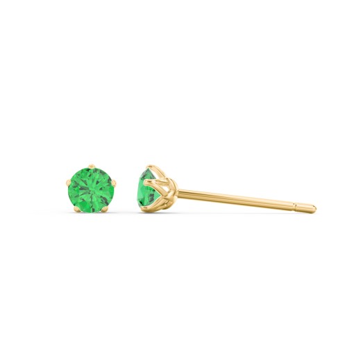 5 Prong Birthstone Stud Earrings – 10K Yellow Gold with Emerald