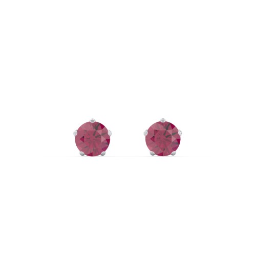 5 Prong Birthstone Stud Earrings – Sterling Silver with Ruby