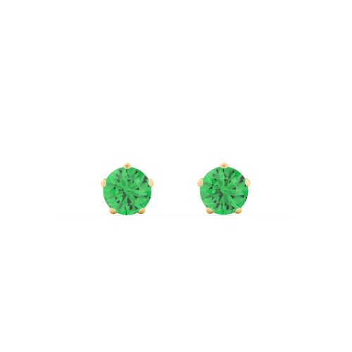 5 Prong Birthstone Stud Earrings – 10K Yellow Gold with Emerald