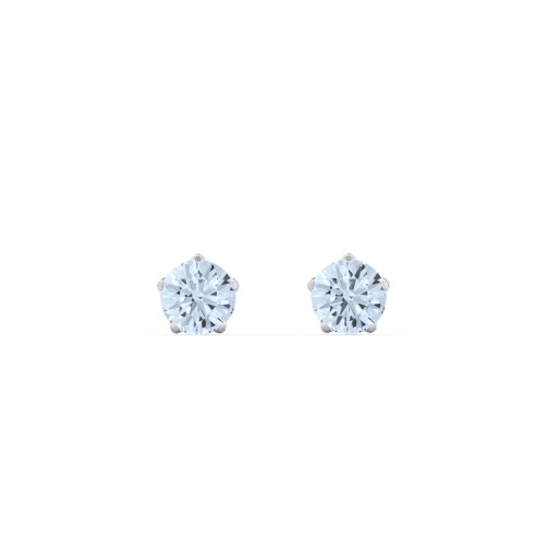 5 Prong Birthstone Stud Earrings – Sterling Silver with Aquamarine
