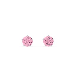5 Prong Birthstone Stud Earrings in 925 Sterling Silver with Pink Tourmaline