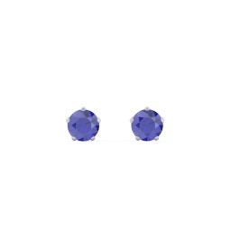 5 Prong Birthstone Stud Earrings in 925 Sterling Silver with Blue Sapphire