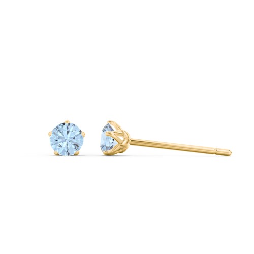 5 Prong Birthstone Stud Earrings – 10K Yellow Gold with Blue Topaz