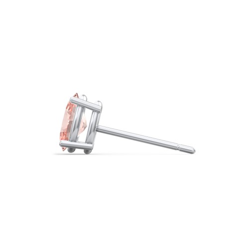 Classic Oval Birthstone Single Stud – Sterling Silver with Morganite