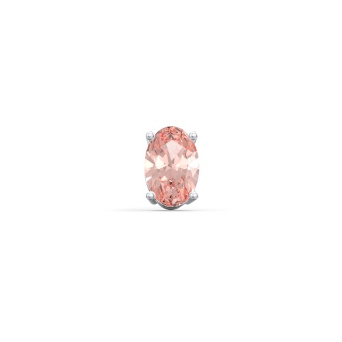 Classic Oval Birthstone Single Stud – Sterling Silver with Morganite