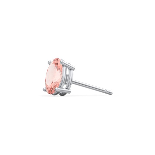 Classic Oval Birthstone Single Stud – Sterling Silver with Morganite