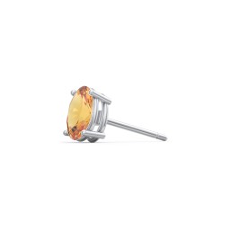 Classic Oval Birthstone Single Stud in 925 Sterling Silver with Citrine