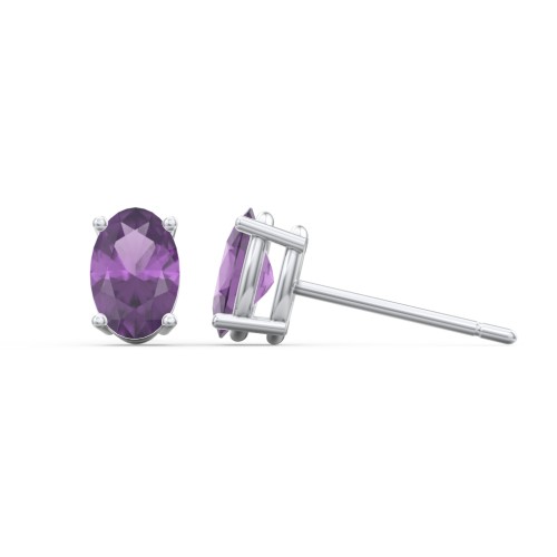 Classic Oval Birthstone Stud Earrings