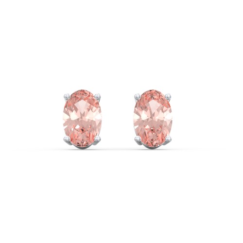 Classic Oval Birthstone Stud Earrings – Sterling Silver with Morganite