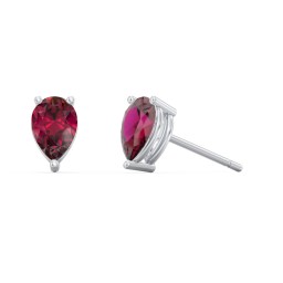 Classic Pear Cut Stud Earrings in 925 Sterling Silver with Ruby