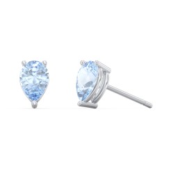 Classic Pear Cut Stud Earrings in 925 Sterling Silver with Aquamarine