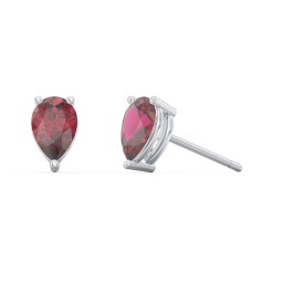 Classic Pear Cut Stud Earrings in 925 Sterling Silver with Ruby