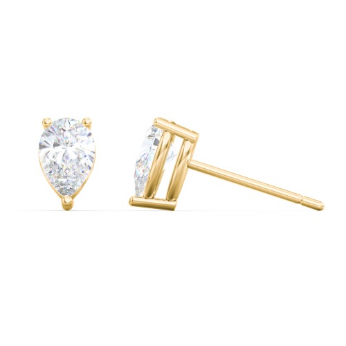 Classic Pear Cut Stud Earrings – 10K Yellow Gold with Diamond