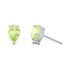 Classic Pear Cut Stud Earrings – Sterling Silver with Peridot