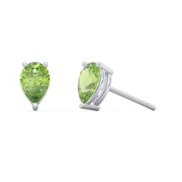 Classic Pear Cut Stud Earrings in 925 Sterling Silver with Peridot